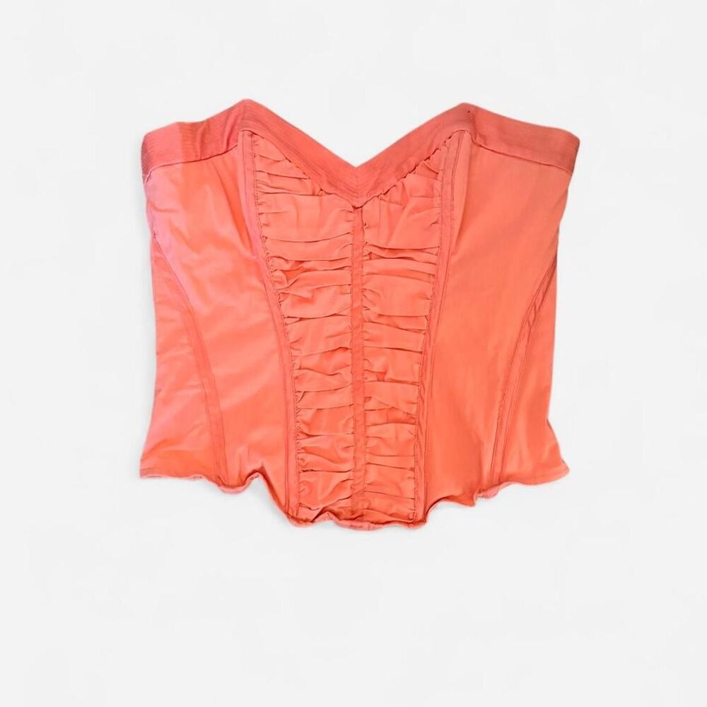 Y2K Vintage Bebe Silk Orange Sunset Corset Bustier Top Size S